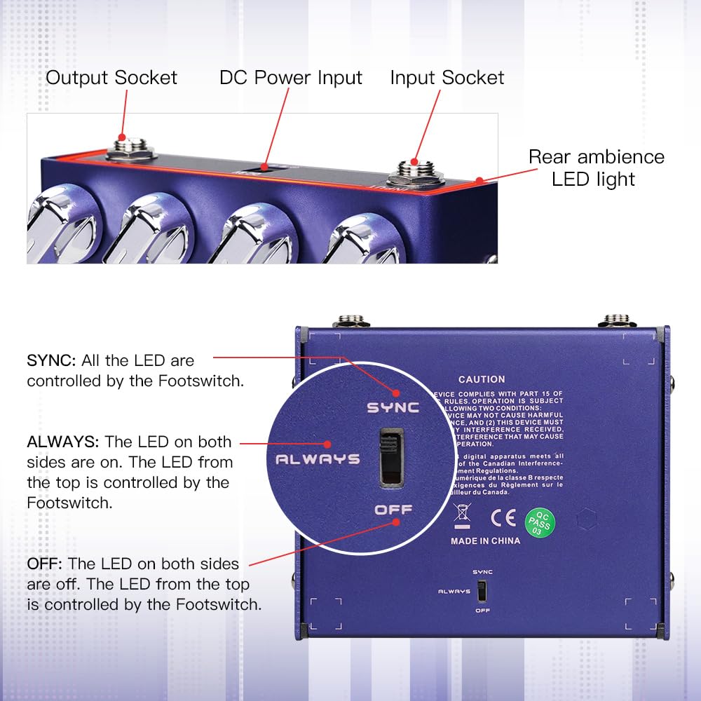 JOYO Distortion Effect Pedal Modern Metal Tone High Gain Amp Simulators All-in-one Pedal with 3 Band EQ for Electric Guitar (CHO